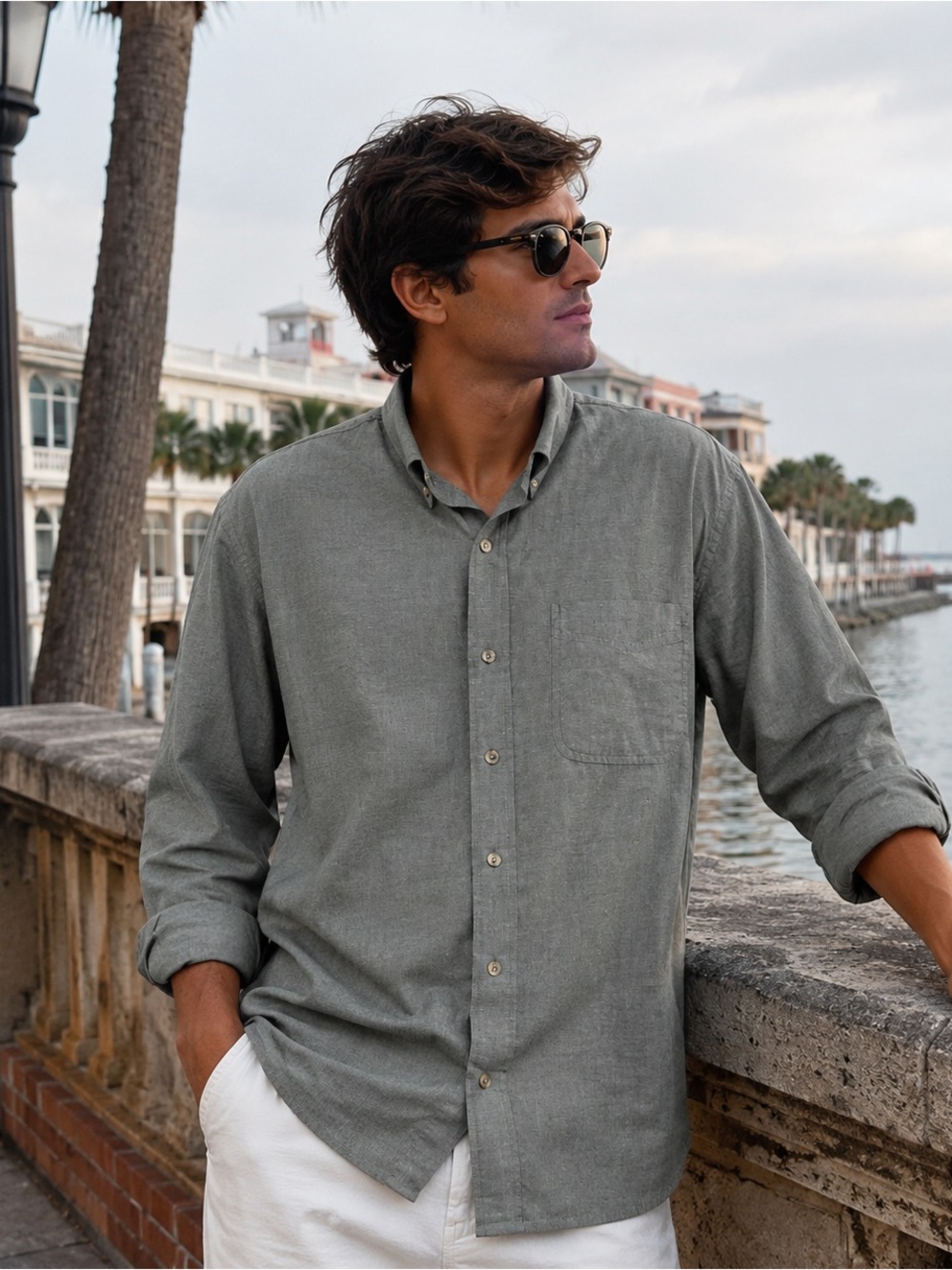 L.L.Bean Olive Green Cotton Oxford Button Down Shirt Men’s XXL Classic Fit
